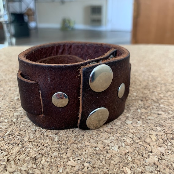 Brown leather cuff bracelet deals