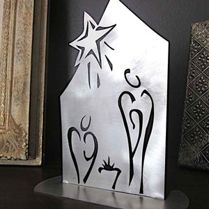 Standing Nativity Sculpture in Stainless Steel - Christmas Gift - Housewarming - Nativity - Hostess Gift - Christmas Scene - Christmas Decor