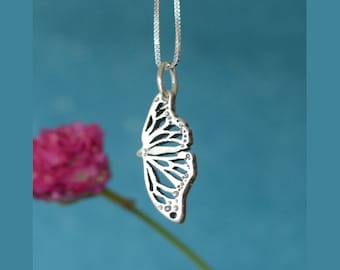 Monarch Butterfly Necklace in Sterling Silver - Butterfly Wings Jewelry - Monarch Necklace - Graduation - New Beginning - Mother's Day Gift