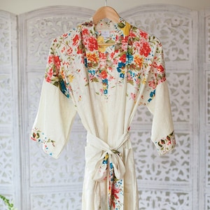 Orchard Blossom Kimono Robe Dressing Gown Organic Cotton Robe Bride to be Gown Bridal Party Floral Robes image 3