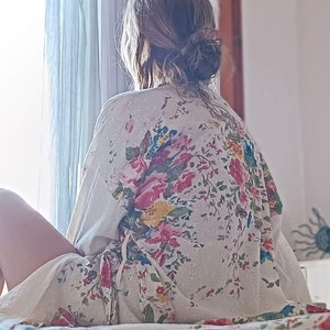 Orchard Blossom Kimono Robe Dressing Gown Organic Cotton Robe Bride to be Gown Bridal Party Floral Robes image 7