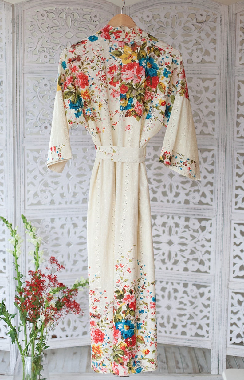 Orchard Blossom Kimono Robe Dressing Gown Organic Cotton Robe Bride to be Gown Bridal Party Floral Robes image 10