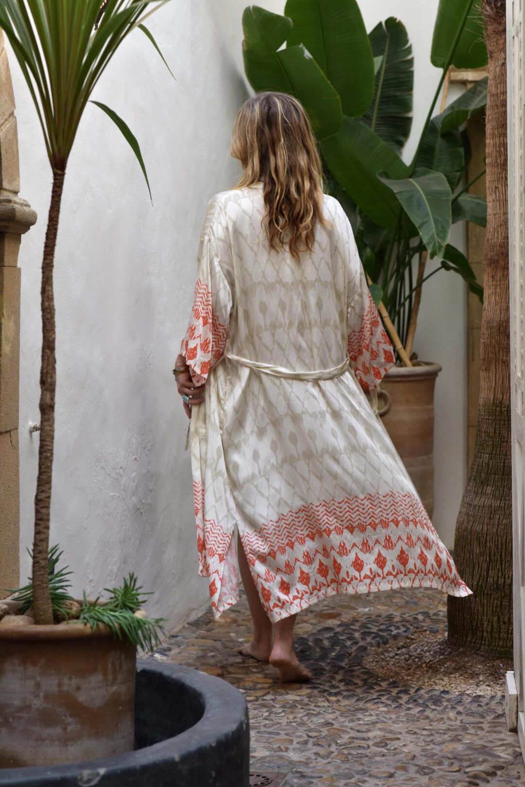 Pearl Flame Bamboo Silk Kimono Dressing Gown | Luxury Spa Robe Women ...