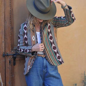 Aztec Short Blazer Jacket Bohemian Retro 70s