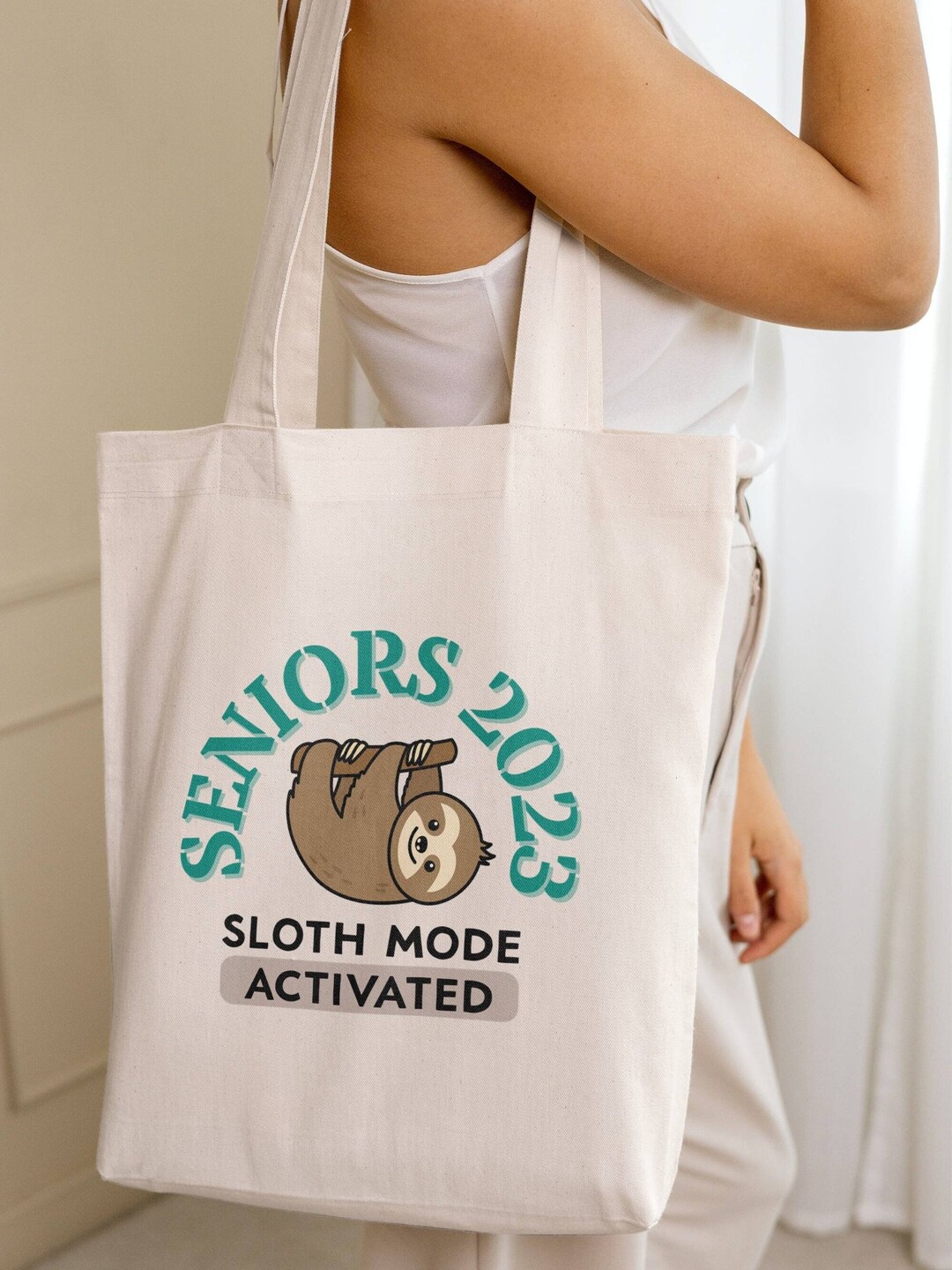 Uni Tote Bag for Seniors 2023 Sloth Mode Cotton Canvas Totes Etsy