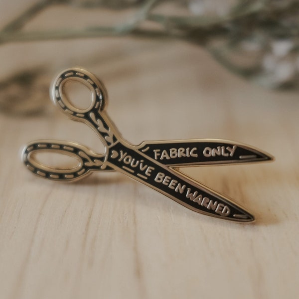 Fabric Scissors Enamel Pin | Hard Enamel, Enamel Pin, Lapel Pin, Flair, Sewing Enamel Pin, Sewing Gifts, Gifts for Sewist, Quilter Gifts