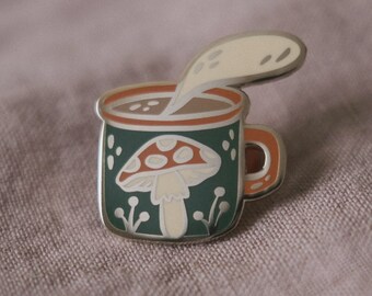 Mushroom Mug Enamel Pin | Hard Enamel, Lapel Pin, Flair, Tea Cup, Tea Enamel Pin, Tea Cup Enamel Pin, Coffee Enamel Pin, Coffee Mug Pin