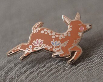 Deer Daylily Enamel Pin | Hard Enamel, Lapel Pin, Flair, Deer Enamel Pin,