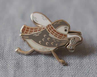 Caffeinated Sandpiper Enamel Pin | Hard Enamel, Lapel Pin, Flair, Brooch, Bird Pin, Bird Lapel Pin, Bird Flair, Sandpiper Pin, Moka Pin