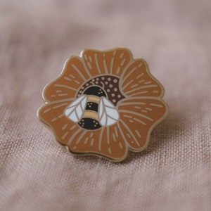 Honeybee Enamel Pin | Enamel pin, Lapel pin, Honeybee Enamel Pin, Honey Bee Pin, Honeybee Floral