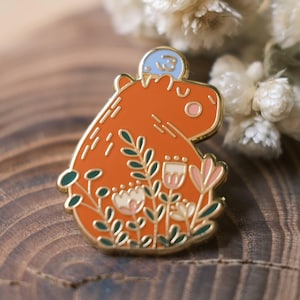 Capybara Enamel Pin | Enamel pin, Capybara Enamel Pin, Capybara Pin, Capybara Lapel Pin, Capybara Brooch, Capybara Bird Pin