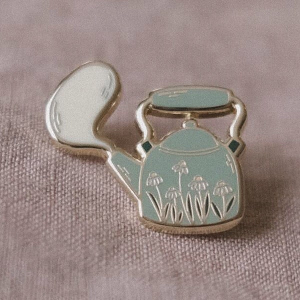 Tea Kettle Enamel Pin (Sage) | Hard Enamel, Enamel Pin, Lapel Pin, Tea Enamel Pin, Gift for Tea Lovers, Tea Enamel Pin, Teapot Enamel Pin