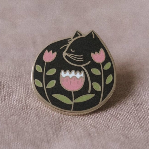 Cat Nap Black Enamel Pin | Hard Enamel, Lapel Pin, Flair, Brooch, Cat Lady Pin, Cat Pins, Black Cat Pin, Gifts for Cat Lovers, Cat Gifts