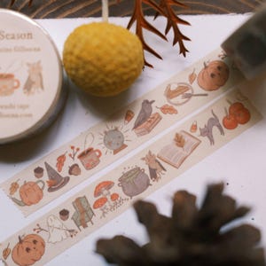 Gruselige Jahreszeit Washi Tape | Herbst, Herbst, Halloween, Japanisch 15 mm, Journaling, Collage, Masking Tape, Schneckenpost, Illustriert, Basteln