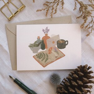 Herbalist Greeting Card Snail Mail Card, Thinking of You Card, Blank Cards, Cozy Card, Hygge Card, Apothecary Card, Cute Greeting Card image 1