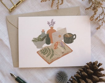 Herbalist Greeting Card | Snail Mail Card, Thinking of You Card, Blank Cards, Cozy Card, Hygge Card, Apothecary Card, Cute Greeting Card