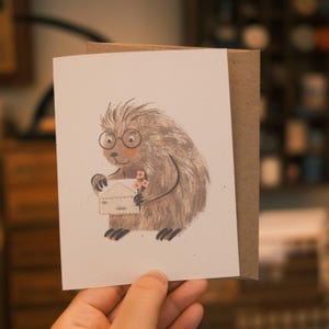 Stachelschwein Post Grußkarte | Thinking of You Karte, leere Karten, gemütliche Karte, Hygge-Karte, nette Grußkarte, tägliche Karte