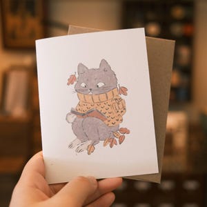 Karte für Bücherwurm | Snail Mail Karte, Thinking of You Karte, Blanko-Karten, gemütliche Karte, Hygge-Karte, süße Grußkarte, alltägliche Karte