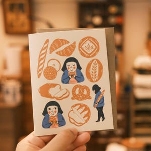 Brot Liebhaber Grußkarte | Snail Mail Karte, Thinking of You Karte, leere Karten, gemütliche Karte, süße Grußkarte, alltägliche Karte