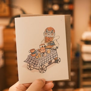 Frosch Tea Time Grußkarte | Snail Mail Karte, Thinking of You Karte, leere Karten, gemütliche Karte, Hygge-Karte, süße Grußkarte