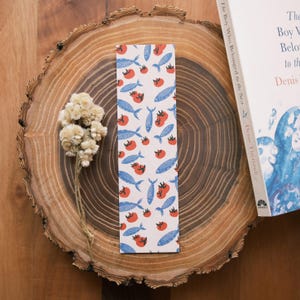Sardines Tomato Pattern Bookmark (Summer 2025) | Cozy Bookmarks, Cozy Stationery, Book Lovers Gifts, Cute Bookmarks, Illustrated Bookmarks,