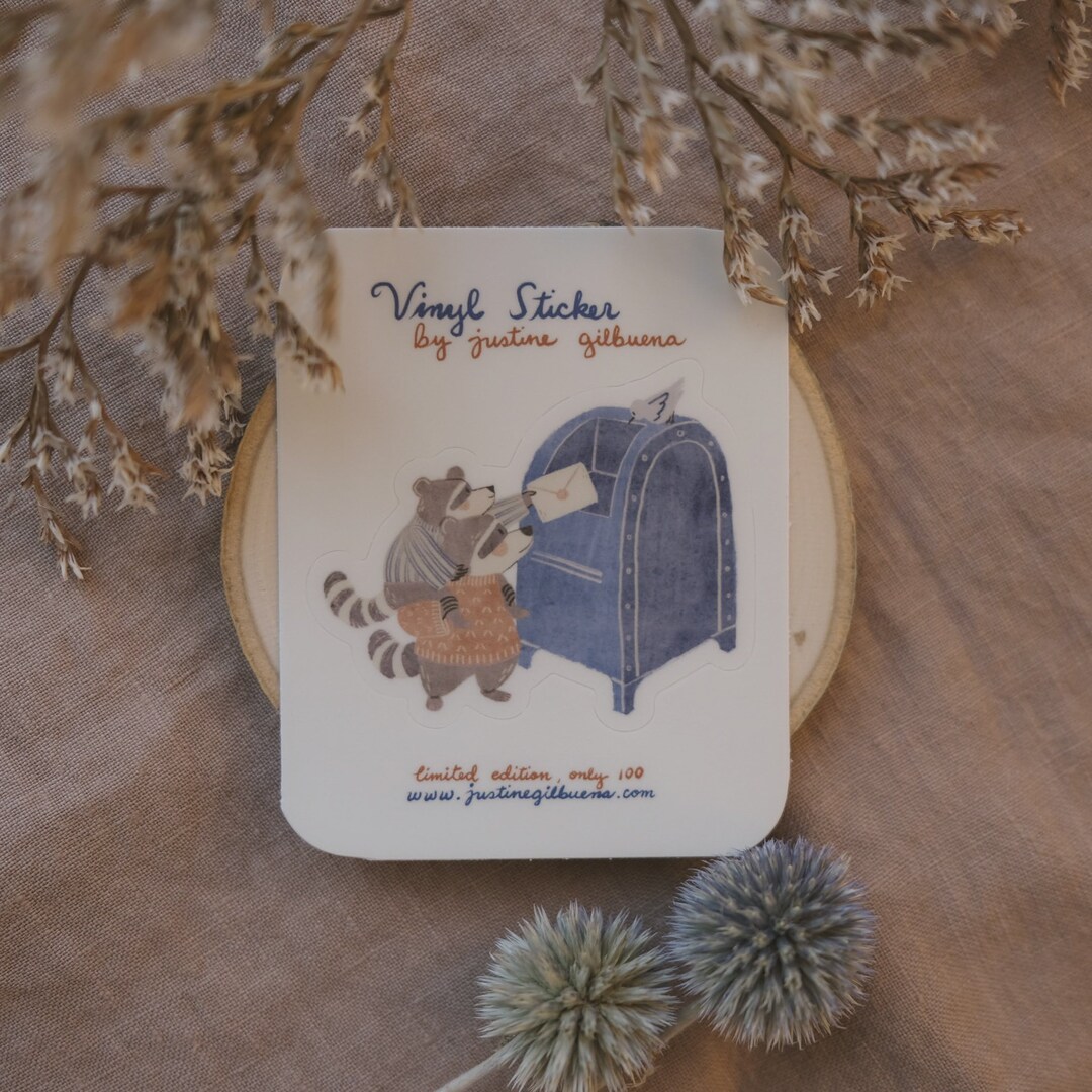 Raccoon Snail Mail Cozy Sticker, Weatherproof Sticker, Die Cut Sticker ...