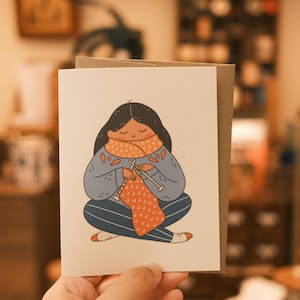 Grußkarte Strickschal | Snail Mail Karte, Thinking of You Karte, leere Karten, gemütliche Karte, süße Grußkarte, alltägliche Karte