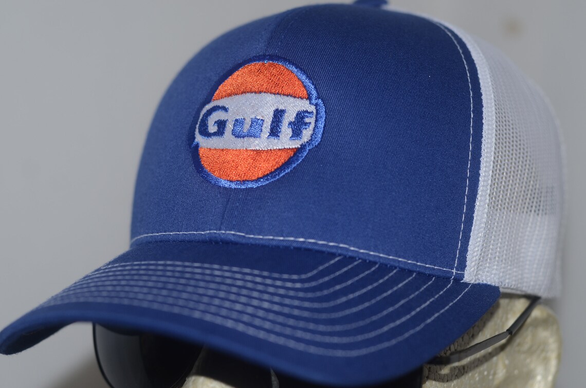 Gulf Oil Hat Blue White Snapback Vintage Style Trucker Cap Etsy