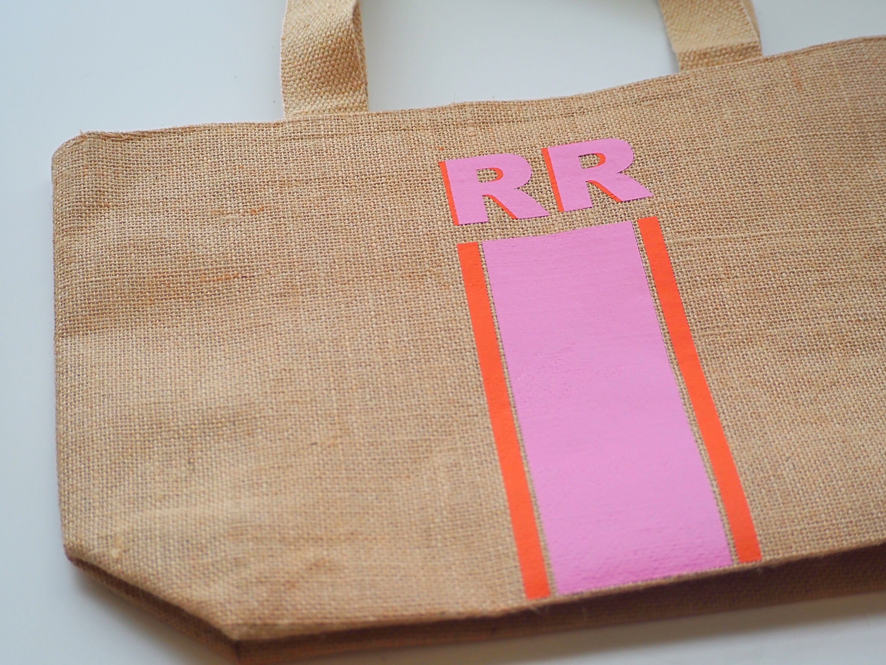 Large Monogram Jute Initial Tote | Custom Jute Tote | Personalized To…