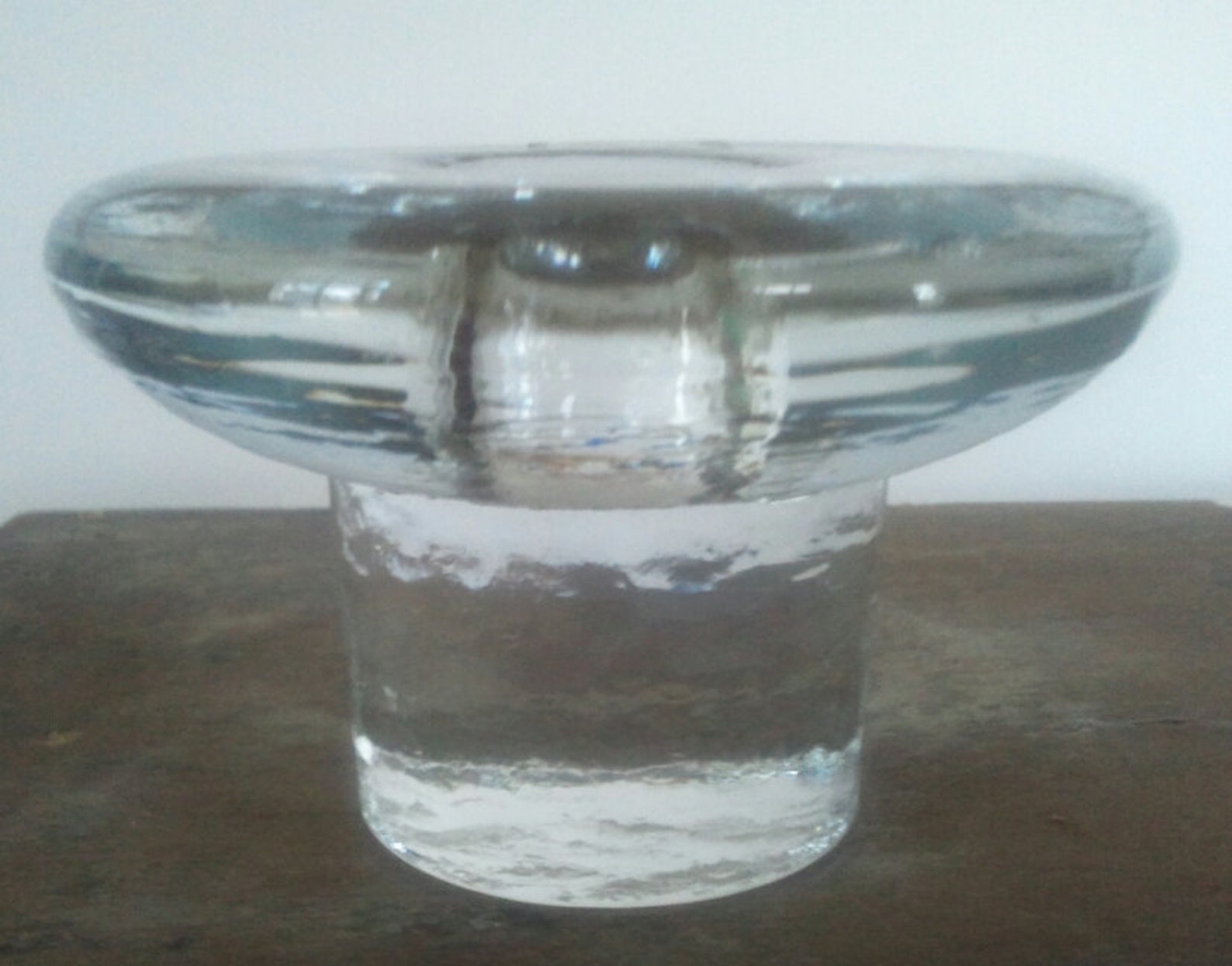 Blenko Glass Handmade Clear Mushroom Candle Holder Etsy