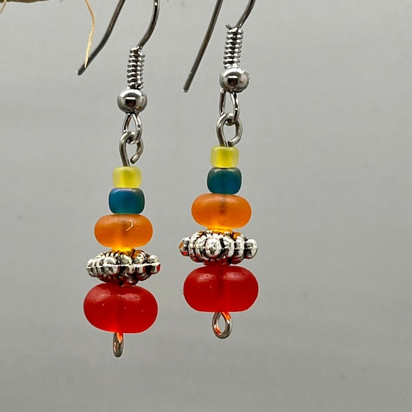 Women and Girls Colorful Dainty Drops, Glass Beaded Earrings, Multicolor Jewelry, Cheap Handmade Earrings, Multi-Style Jewelry, Four Seasons