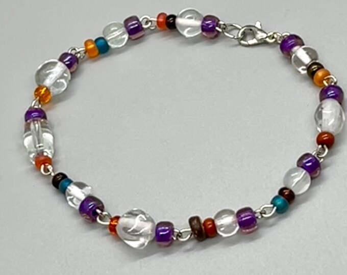 Women’s Colorful Bead Bracelet, Dainty Multicolor Costume Bracelet, Everyday Jewelry, Feminine Glass Bead Wrist Jewelry, Cheap Handmade