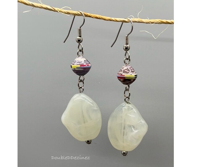 Multi-Fashion Statement Earrings, Chunky Minimalist Double-Drops, Favorite Versatile Drops, All Occasions, Handmade Beaded, Go-To Dangles