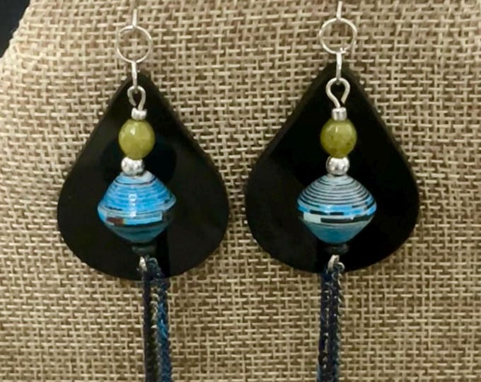 Women’s Unique Handmade Bead and Chain Dangle Earrings, Colorful Eye-Catching Style, Fashion Forward Dangle Earrings for Her, All Occasions