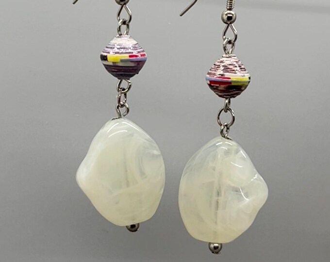 Multi-Fashion Statement Earrings, Chunky Minimalist Double-Drops, Favorite Versatile Drops, All Occasions, Handmade Beaded, Go-To Dangles