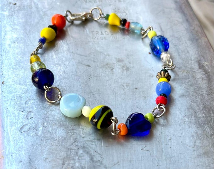 Funky Multicolored Bracelet, Fun-to-Wear Handmade Jewelry for Her, Colorful Handmade Beaded Bracelet, Cheap Costume Bracelet