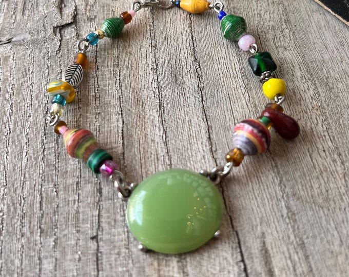 Chunky Wire-Linked Bracelet: Colorful Upcycled Statement Jewelry