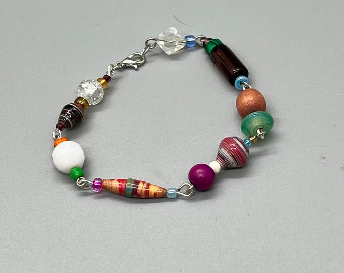 Women’s Colorful Handmade Beaded Bracelet, Spring-Inspired Bracelet, Girls Whimsical Summer Bracelet, Fun-to-Wear Multicolored Jewelry