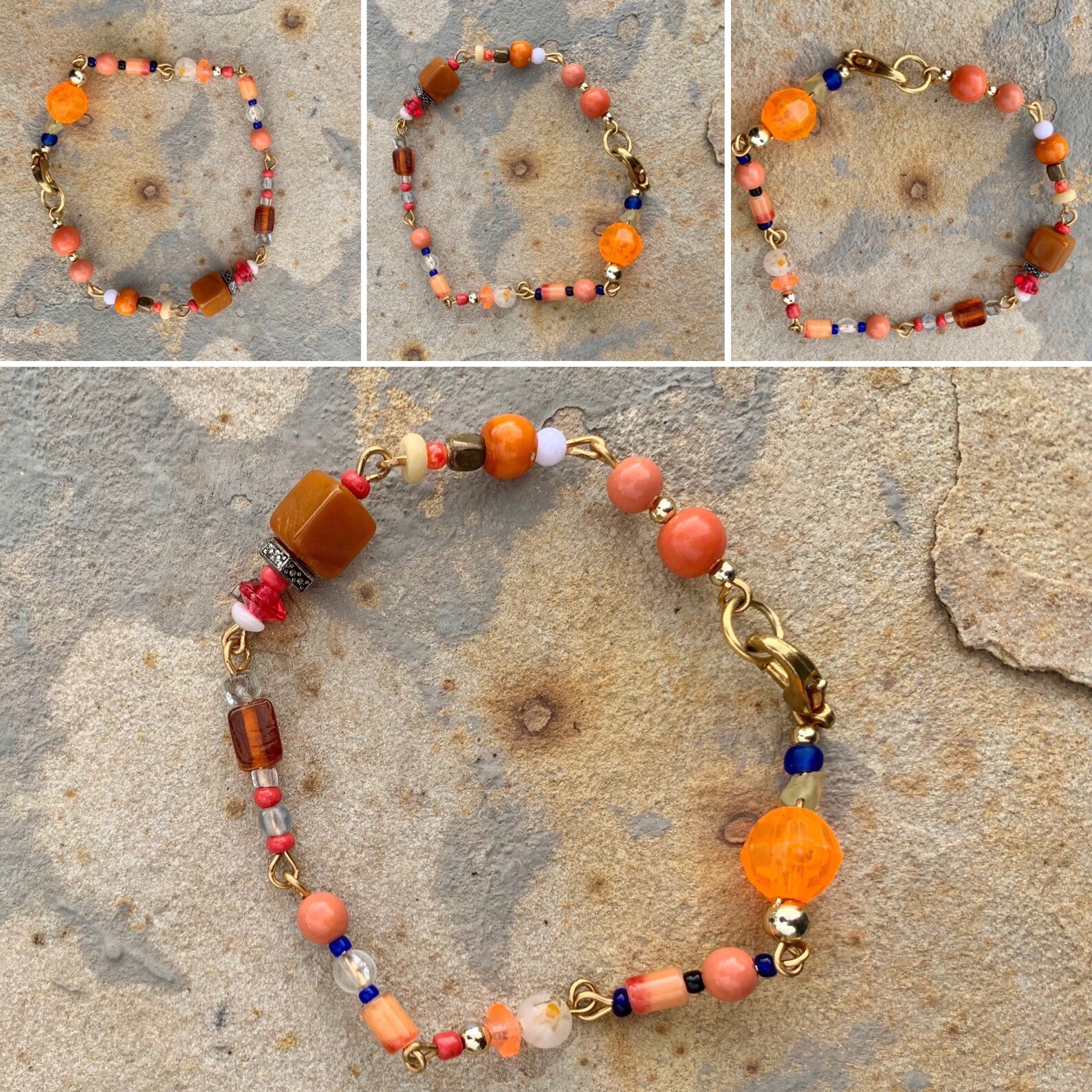 Orange und Gold Perlen Armband saftige Orange Armband Sommer Etsy