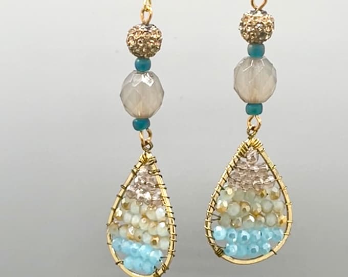 Women’s Glam Dangles, Classy Earrings, Elegant and Unique, Holiday Earrings, Prom Homecoming Dangles, Handmade Beaded Dangles, Cheap Gift