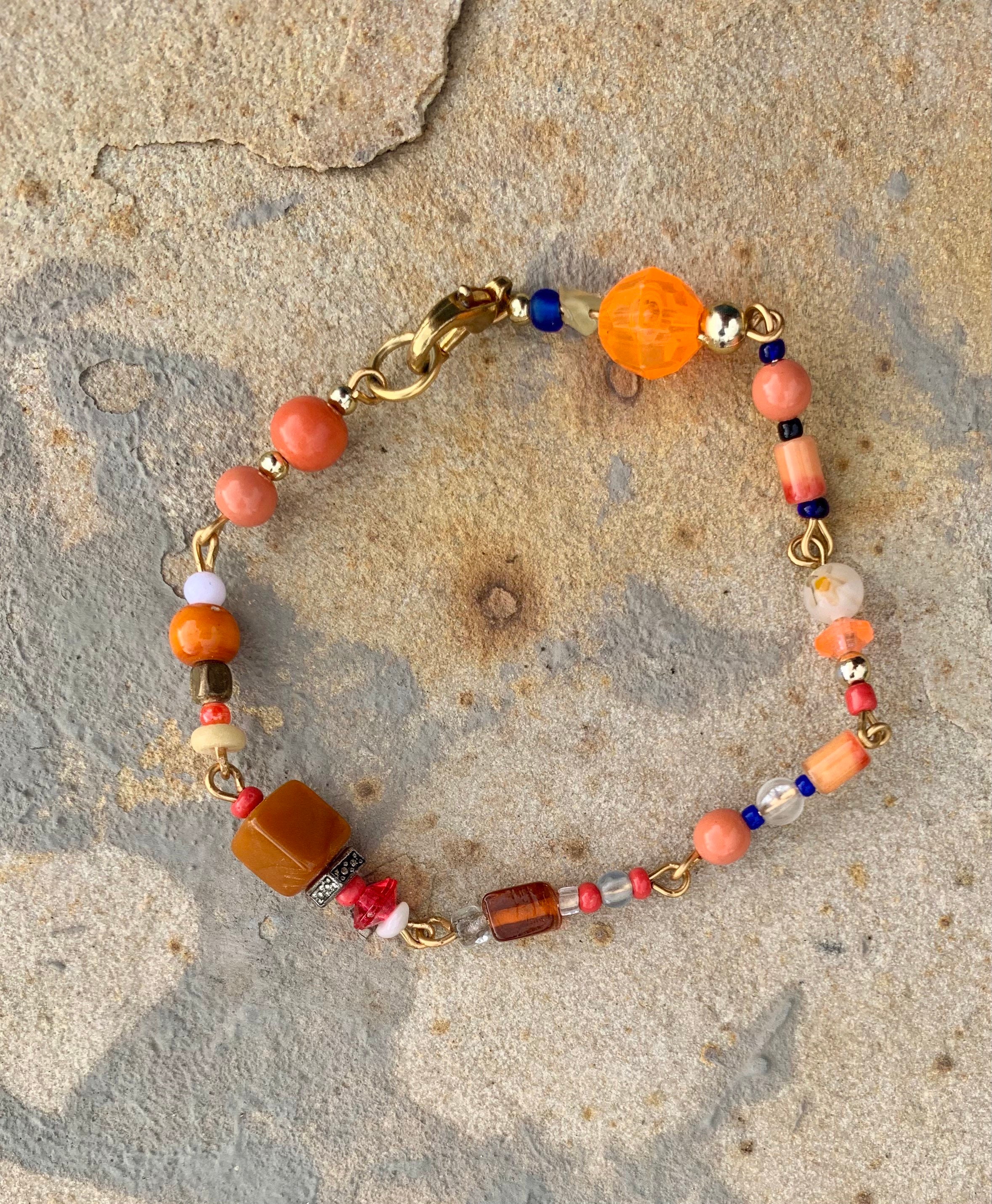 Orange und Gold Perlen Armband saftige Orange Armband Sommer Etsy