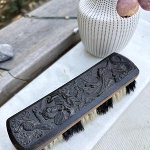 Vintage Clothes or Shoe Brush | Decorative Carved Wood