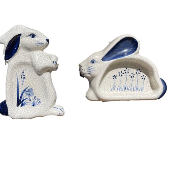 Dedham Pottery | Crackled Glazed | Bunnies