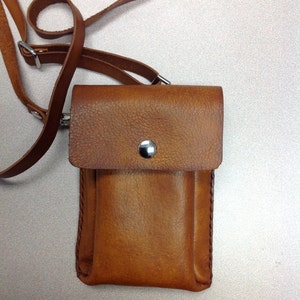 Leather cell phone case/mini purse with adjustable strap