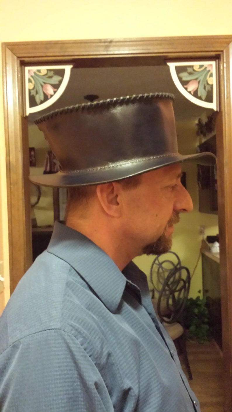 leather gambler hat