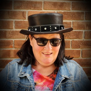 Short Topper Hat With Rhinestone Hat Band