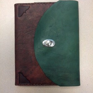 Refillable leather journal with basket weave accents