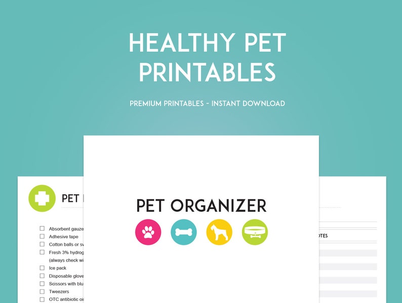 Healthy Pet Printables Pet Planner Instant Download Pet Organization image 1