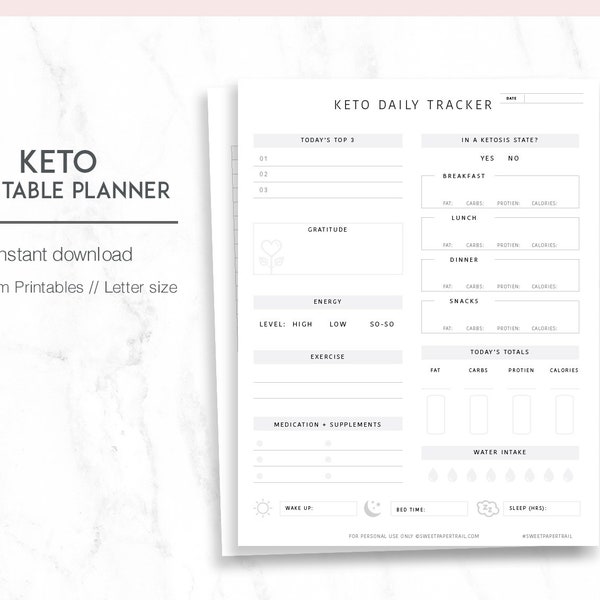 KETO PLANNER - Weight loss planner - Fitness Planner - Keto printable - Keto Journal