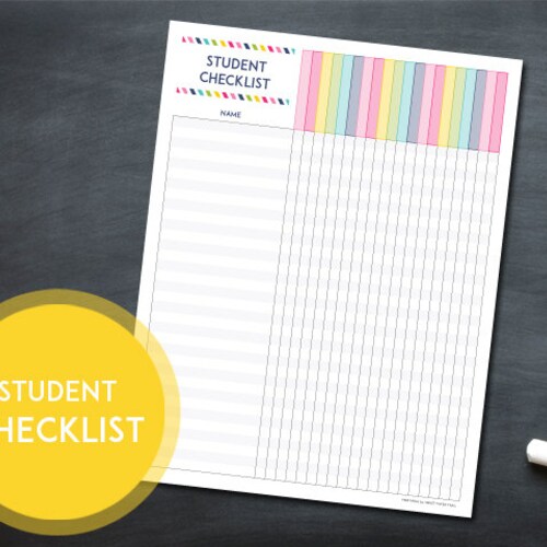 Printable Teacher Student Checklist INSTANT DOWNLOAD - Etsy